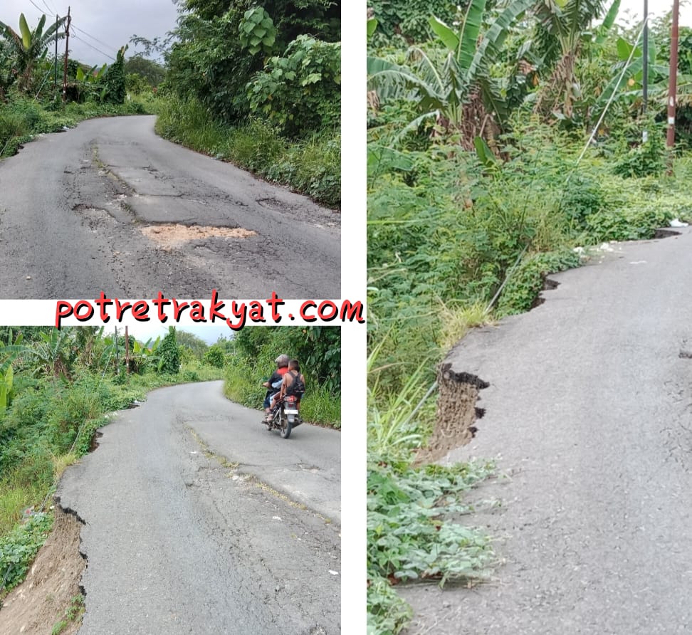 Tanah Longsor Mengikis Setengah Badan Jalan, Bahayakan Pengendara