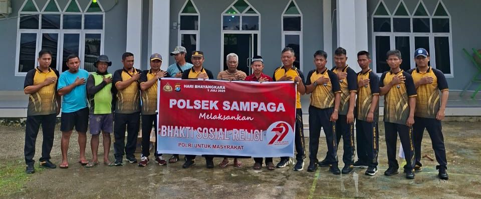 Polsek Sampaga Polresta Mamuju Sambut Hari Bhayangkara ke 79 dengan Bakti Religi di Masjid An Nur