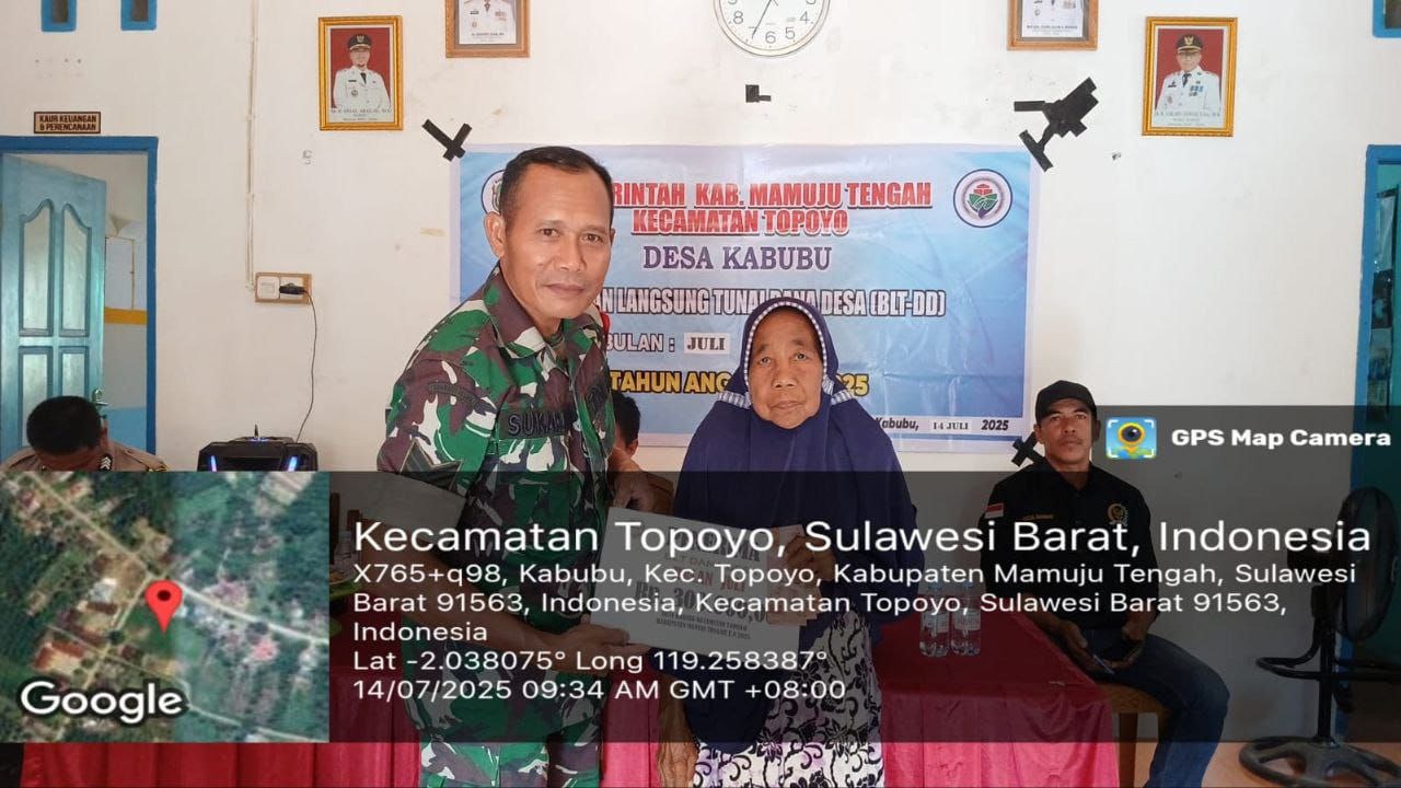 Babinsa Koramil 1418-04/Budong-Budong Hadiri Penyaluran Dana BLT di Desa Kabubu